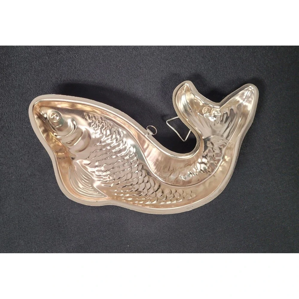 Vintage 1970s Hong Kong Aluminum Jumping Fish-shaped Mold or Wall Hanging Decor